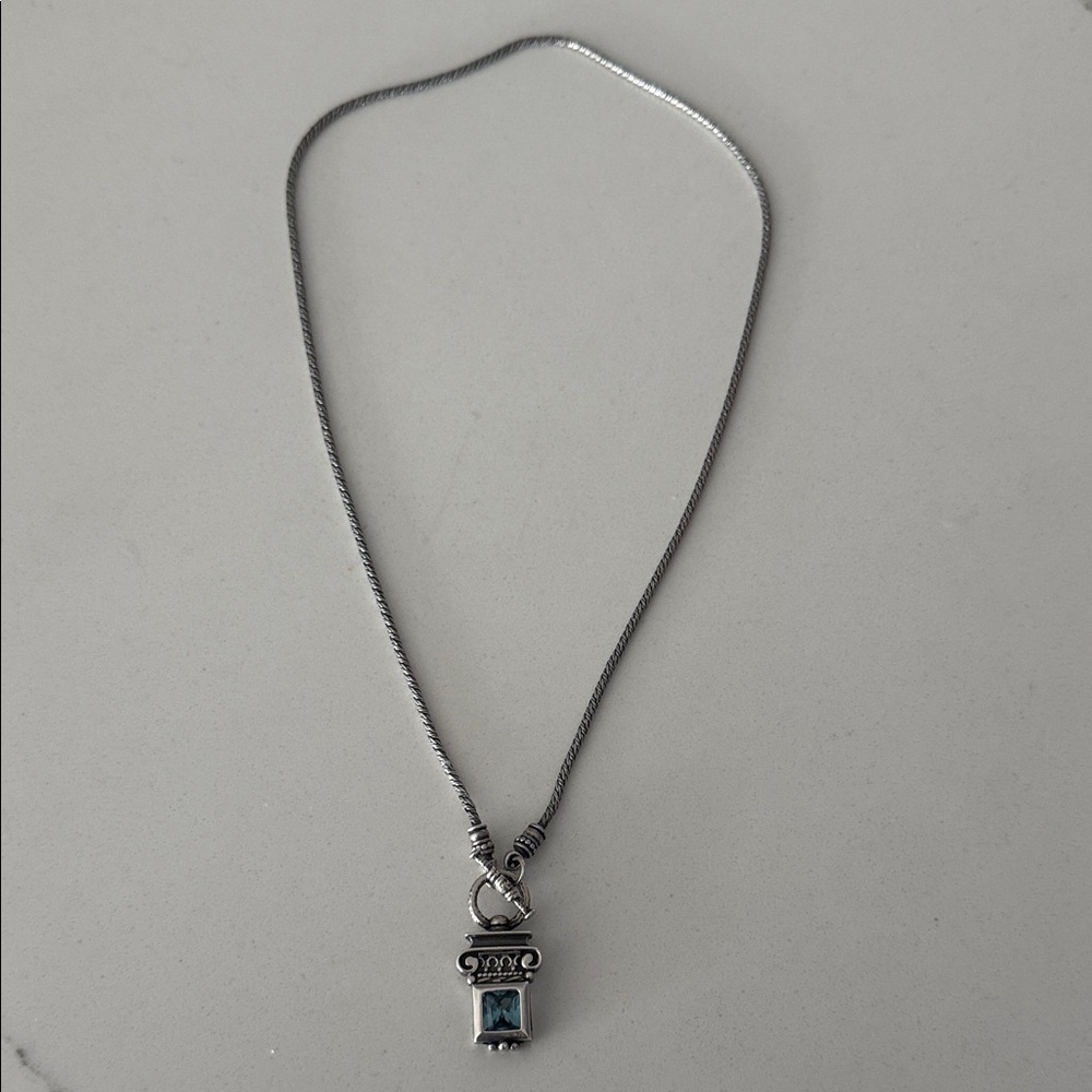 💙 Sterling Silver 925 Blue Stone Pendant Necklace | Artisan Toggle